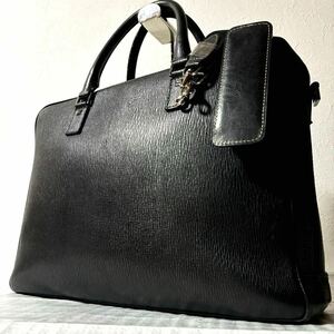 【現行☆2way】サルヴァトーレフェラガモ Salvatore ferragamo ブリーフケース ショルダーバッグ 黒ブラック 本革レザー メンズ ビジネス