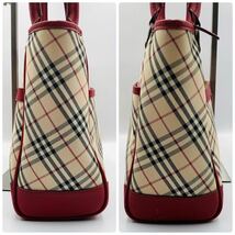 【希少☆美品】バーバリー Burberry トートバッグ 肩掛け A4 ノバチェック キャンバスレザー ビジネス 赤レッド メンズ レディース ハンド_画像5