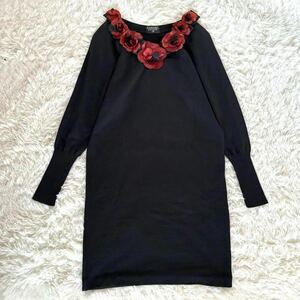 [3L corresponding * beautiful goods ] Chanel CHANEL knitted One-piece turtle rear dark navy large size sweater Vintage archive lady's 