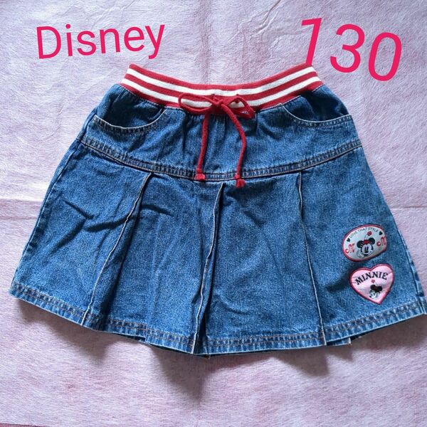 Disney　Minnie　デニム　プリーツ　ミニスカート　130　女の子