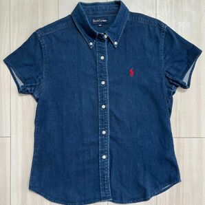 Ralph Lauren ラルフローレン　デニム　半袖シャツ　インディゴ　160 レディースS