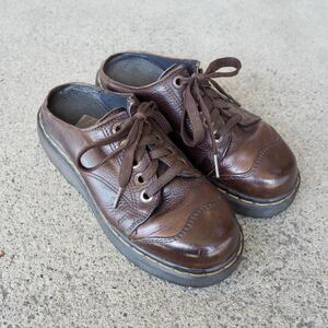 Dr.MARTENS lace up mule brown leather UK5 /ENGLAND製 ドクターマーチン レザーミュール サンダル US6