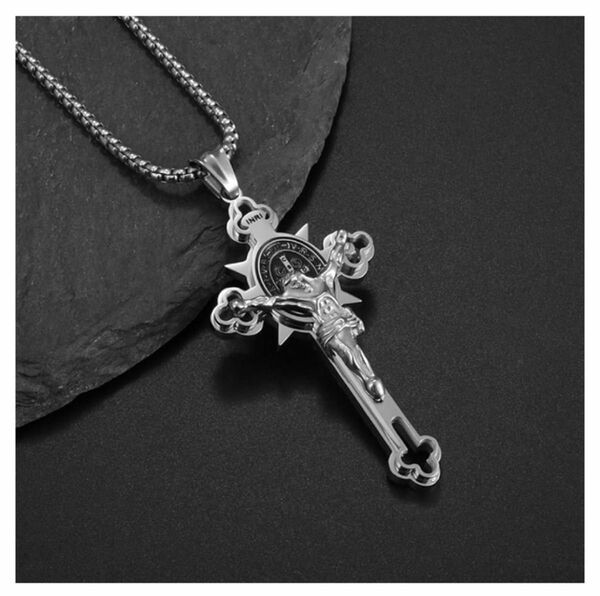 Silver925 十字架　イエス　クロス　ネックレス　メンズ　キリスト　sv925 