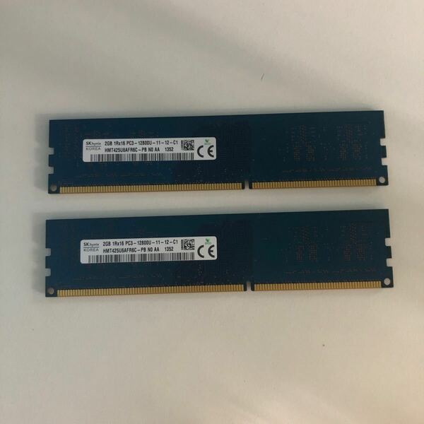 DDR3 2GBx2枚メーカー SK hynix ディスクトップ用メモリ