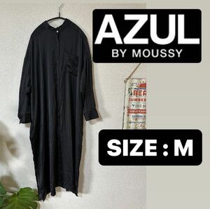 【AZUL】ノーカラー ワイドシルエット シャツワンピース