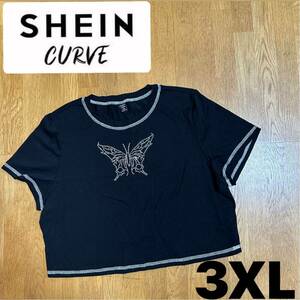 ＊大きいサイズ【SHEIN CURVE】半袖 Tシャツ ラインストーン 3XL