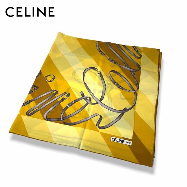 CELINE セリーヌ ベルト柄 大判スカーフ シルク100% シルクスカーフ 正規品