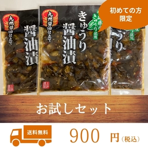 《宮崎県産》きゅうり醤油漬 100g 3袋 初めて購入される方のみ限定商品 九州 グルメ 宮崎 物産品 宮崎県産 漬物 加工食品 送料無料