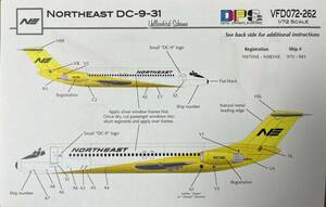 1/72 DPS Decal マクダネルダグラスDC-9-31 ノースイースト航空デカール