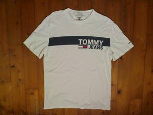 ☆難有☆トミージーンズ☆TOMMY JEANS☆ロゴプリント半袖Tシャツ　コットンTシャツ M 白　トミーヒルフィガー