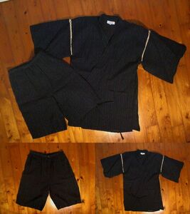 * jinbei *....* flax .linen. setup L dark blue Indigo color 