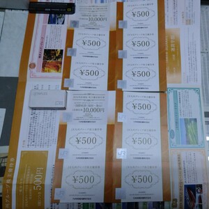 JR九州グループ　株主優待券5000円分(500円×10枚)+JR九州高速船株主優待割引券×2枚 本年6月30日迄