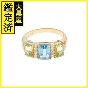 JEWELRY　ジュエリー　 リング　K18イエローゴールド　　ブルートパース　/ペリドット　/ダイヤモンド 　4.0g　　#10.5　【472】H