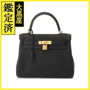 HERMES　エルメス　ケリー28　ブラック　ゴールド金具　トゴ　U刻印　【432】2143100469389