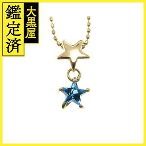 ノンブランドジュエリー　スターネックレス　K18イエローゴールド　アクアマリン　全体重量約2.2g　【472】