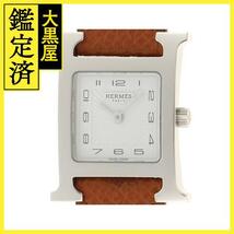 HERMES　エルメス　Hウォッチミニ　H1.1210　SS/革　クオーツ　ホワイト文字盤【207】2148103630569_画像1