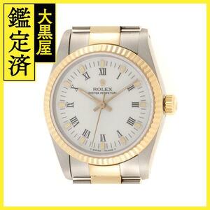 L番 並行 ROLEX ロレックス 時計 オイスターパーペチュアル 67513 ホワイトローマン YG/SS 自動巻き ユニセックス M【200】