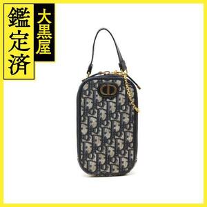 Dior　ディオール　バッグ　オブリーク 30　モンテーニュ　フォンホルダー　ネイビー　キャンバス　レザー　2148103651090　【200】