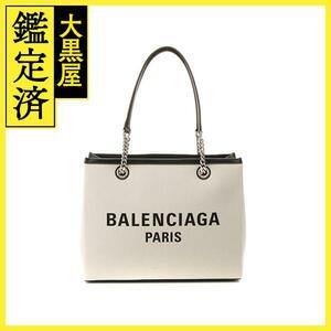 BALENCIAGA Balenciaga Duty свободный большая сумка M натуральный / черный парусина / машина f759973[430]