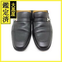 HERMES　エルメス　靴　ローファー　モカシン　メンズ40　ブラック　レザー　シルバー金具　2120000276156　【200】_画像5