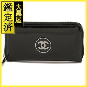 CHANEL　シャネル　メイクアップライン　ラウンドジップ長財布　パテントレザー　ブラック　【431】