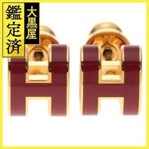 HERMES エルメス 　ポップアッシュ・ミニピアス ルージュ ルージュアッシュ　金メッキ【430】2143000689252