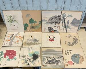 Art hand Auction ZAZ06 12枚セット 色紙 水彩画 絵画 日本画 風景画 肉筆, 絵画, 水彩, 自然, 風景画