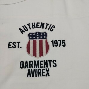 AVIREX ヘビーウェイト Tシャツ 2XL 刺繍Tシャツ バッグ刺繍Tシャツ アビレックス 白Tシャツ 珍しいサイズです。オーバーサイズ 刺繍ロゴの画像4