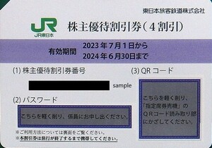 JR東日本株主優待券5枚、コード通知可能