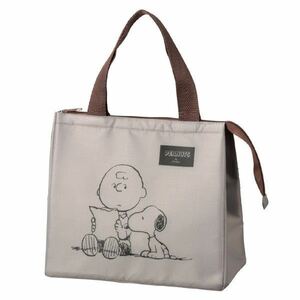  Snoopy square keep cool bag ( light gray Charlie * Brown ) lunch bag .. present inserting keep cool * heat insulation bag lunch 