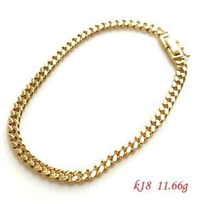 K18 Gold плоский браслет 11.66g 18.5cm [ бесплатная доставка ]
