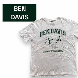 BEN DAVIS ベンデイビス ロゴ 半袖 Tシャツ 古着 ホワイト 