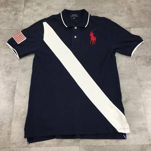 POLO RALPH LAUREN ポロ ラルフ ローレン 刺 ポロシャツ メンズ ネイビー 紺色 160㎝