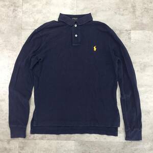 POLO RALPH LAUREN ポロ ラルフ ローレン ワンポイント 長袖ポロシャツ メンズ ネイビー 紺色 Sサイズ