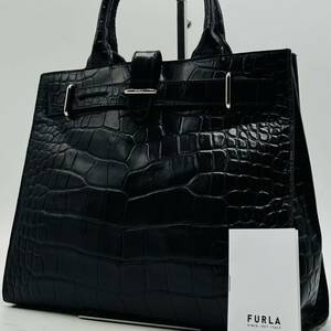 1円 〜【入手困難品】定価10万円 フルラ FURLA トートバッグ ビジネスバッグ ブリーフケース 2way ブラック レザー メンズ レディース