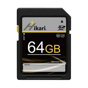 Hikari　SDカード　64GB　SDXC デジカメ　メモリーカード 1枚 （ Class10　U3　ビデオカメラ 　デジタルカメラ　SDカード　4k　HHS-III）