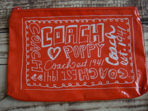 COACH* Coach ^,,.POPPY* vinyl made pouch * red _.,,^[ exhibition goods ]