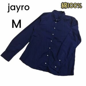 【jayro】綿100% ネイビー パールボタン シャツ Mサイズ