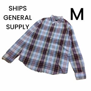 【SHIPS GENERAL SUPPLY】ブラウン チェック シャツ Mサイズ