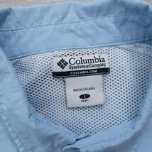 古着 Columbiaコロンビア PFG ワンポイント刺繍 フィッシングシャツ 長袖シャツ トップス メンズL スリランカ製 スカイブルー_画像3