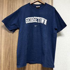 【古着】Nike(ナイキ)GEORETOWNロゴ カレッジ 半袖Tシャツ ネイビーL