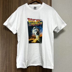 【古着】映画 バックトゥーザフューチャー プリント 半袖 Tシャツ 白 L