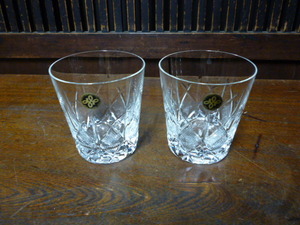 昭和レトロ　HOYA ロックグラス セット ホヤクリスタル プレスガラス キリコ風 タンブラー コップ 酒器 アンティーク インテリア 