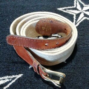 【USED】ベルト 全長114センチ 穴範囲97~104センチ 本革 キャンバス ロング