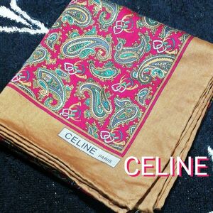 【USED訳あり】ハンカチ　セリーヌ　CELINE　ペイズリー柄