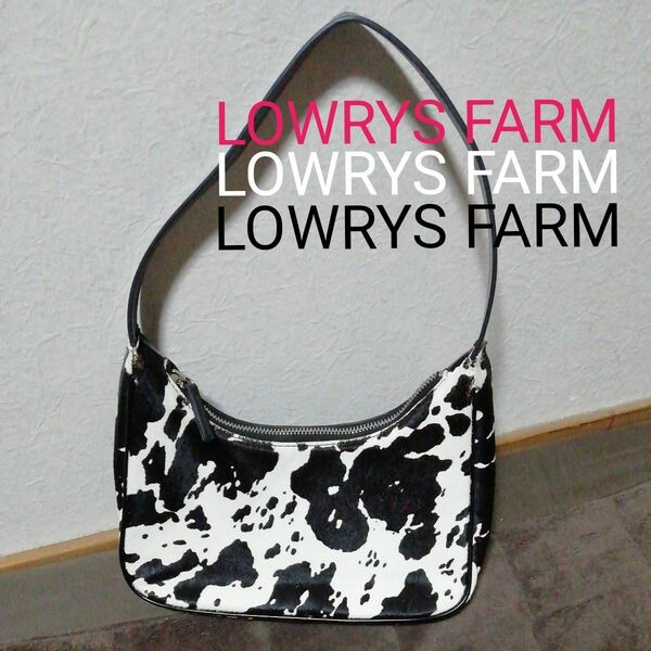 【USED良品】ハンドバッグ　ローリーズファーム　LOWRYS FARM　ウシ柄　バイカラー　ワンショルダー　サンプル品