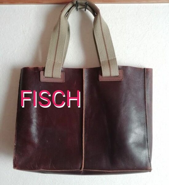 【USED】トートバッグ　ブラウン　FISCH　レザー　A4サイズ収容可　メンズ　レディース