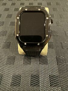 最終値下Apple Watch アップルウォッチ 44mm45mm用メタルケース＋ラバーベルト ブラックUSED品