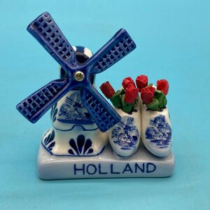 【10631O160】オランダ 風車 陶器 置物 飾り デルフトブルー オランダの靴 クロンプ チューリップ インテリア ミニ 可愛い