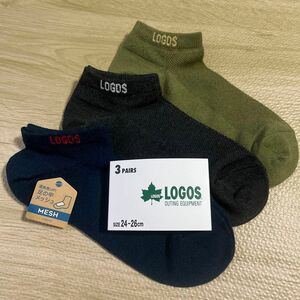 福助　LOGOS ロゴス　ソックス(靴下) 3足組　　　　　　　　サイズ24〜26cm